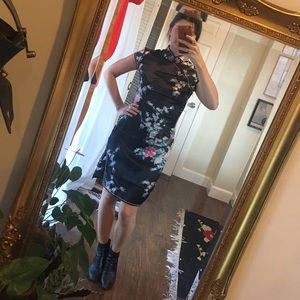 Black silk Asian dress